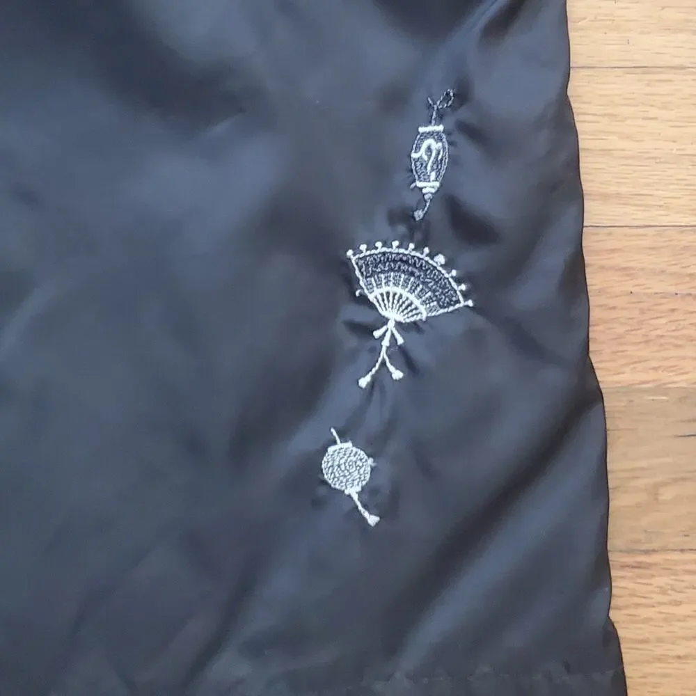 Arquette of Hollywood Vintage Embroidered Slip Skirt Black‎ Coquette Retro - Picture 4 of 10